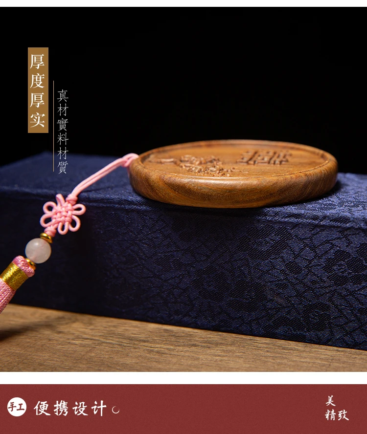

Chinese style characteristic green sandalwood portable makeup mirror antique solid wood portable for girlfriend