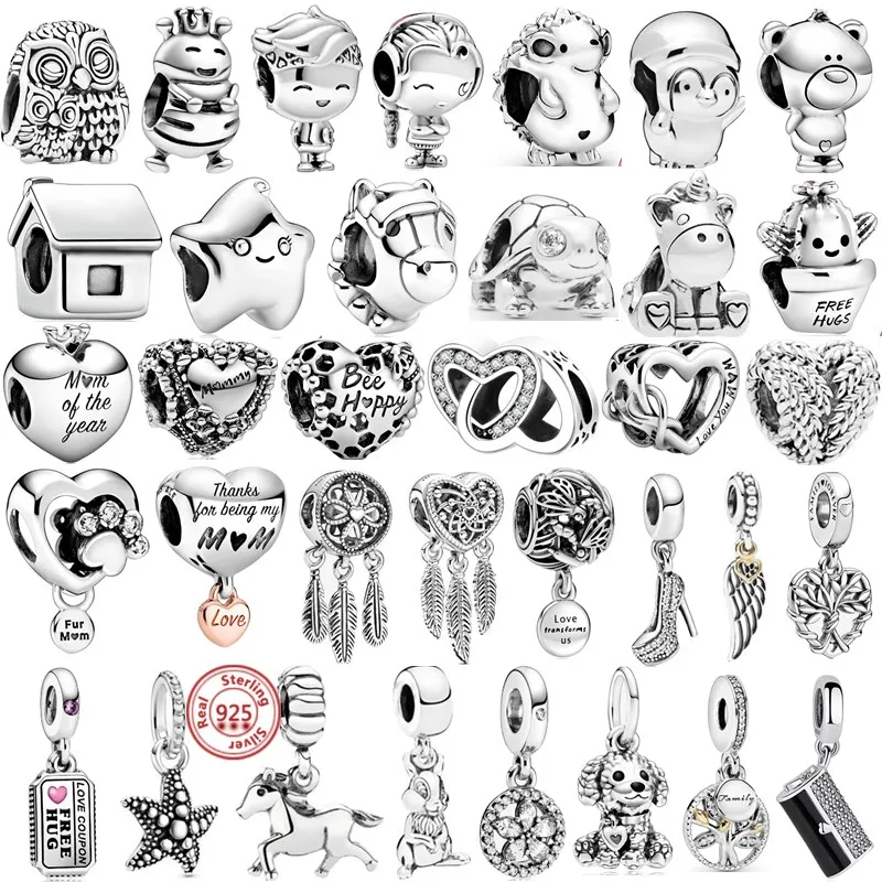 

Шармы-бусины из серебра 925 пробы в виде мультяшных персонажей для браслетов Pandora