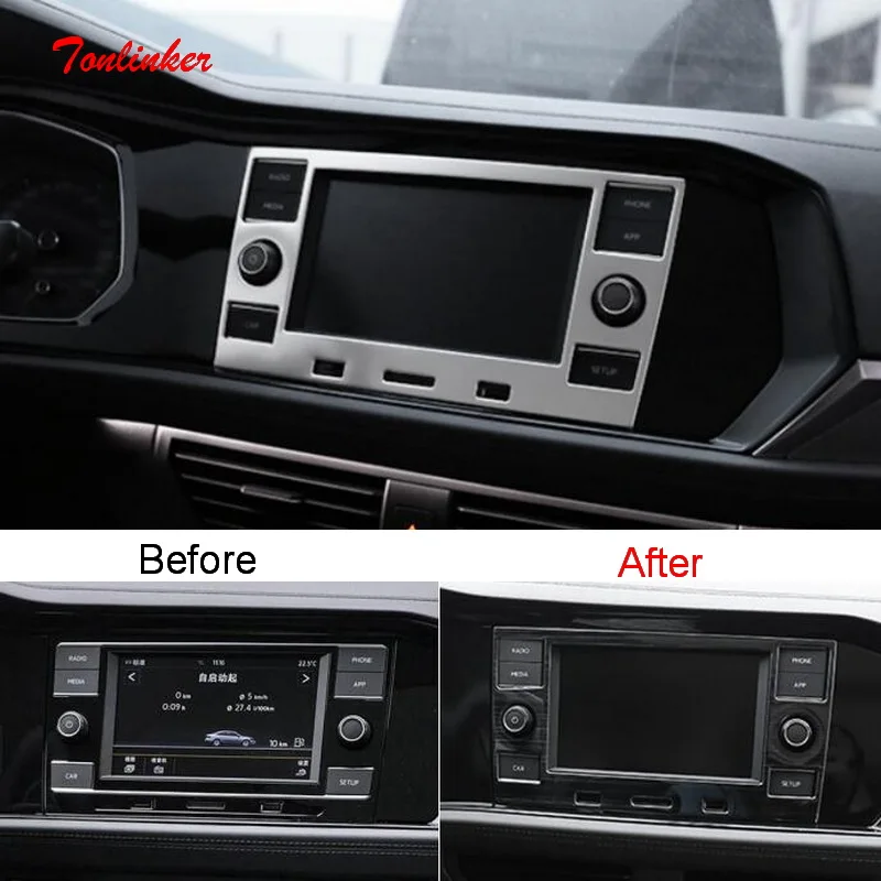 

Tonlinker Interior Center Console NAV Pad Cover Stickers for Volkswagen Jetta MK7 2019-20 Car Styling 1 PCS Metal Cover Sticker