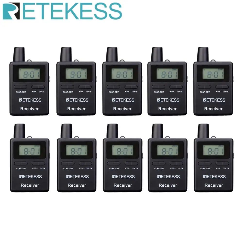 

Retekess TT109 10Pcs Wireless Receiver for Wireless Tour Guide System for Traveling Museum Visit Meeting Factory Church