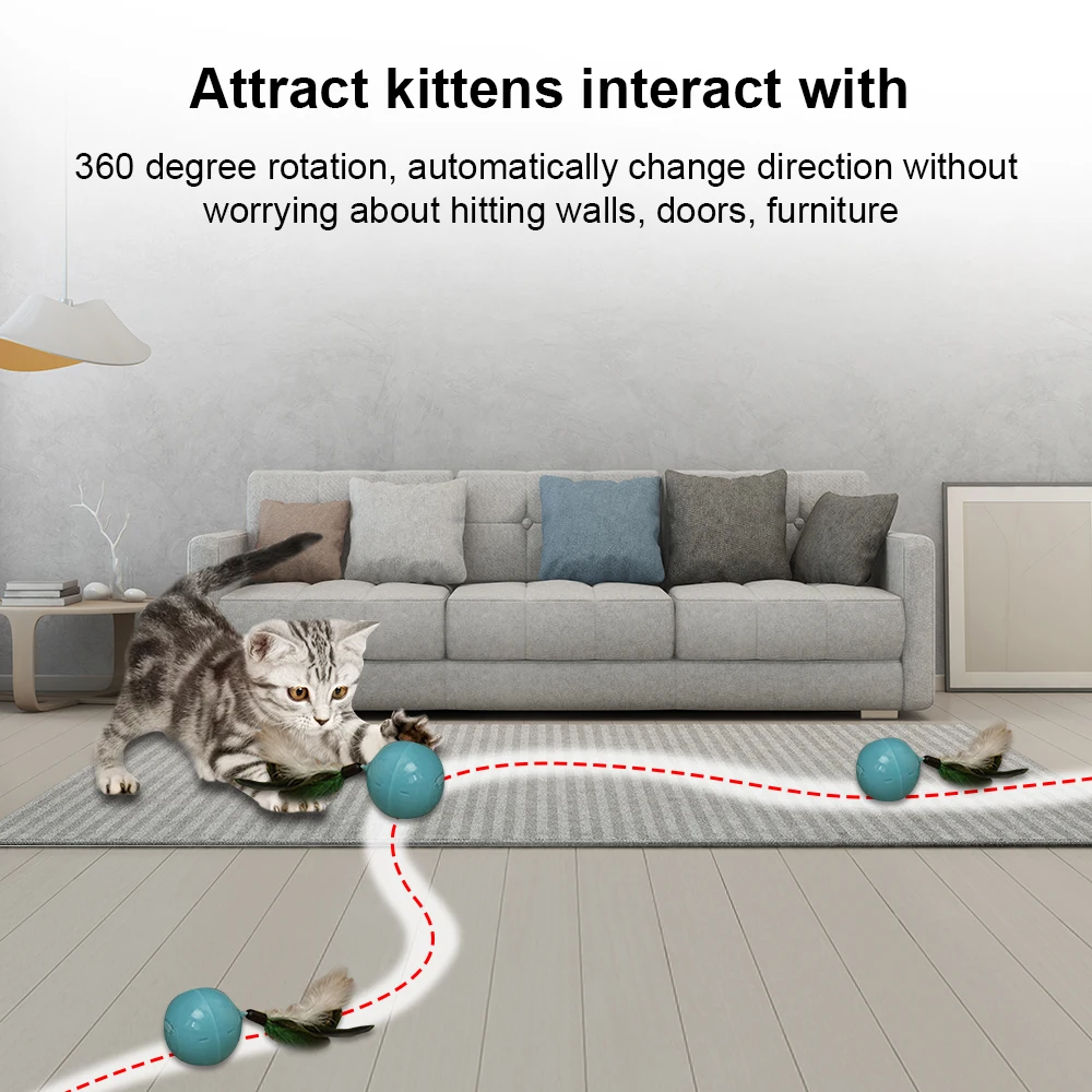

Funny Cat Ball Automatic Scrolling Cat Toy Interactive Pet Toys Interaction Supplies Built-in catnip LED Light USB Rechargeable