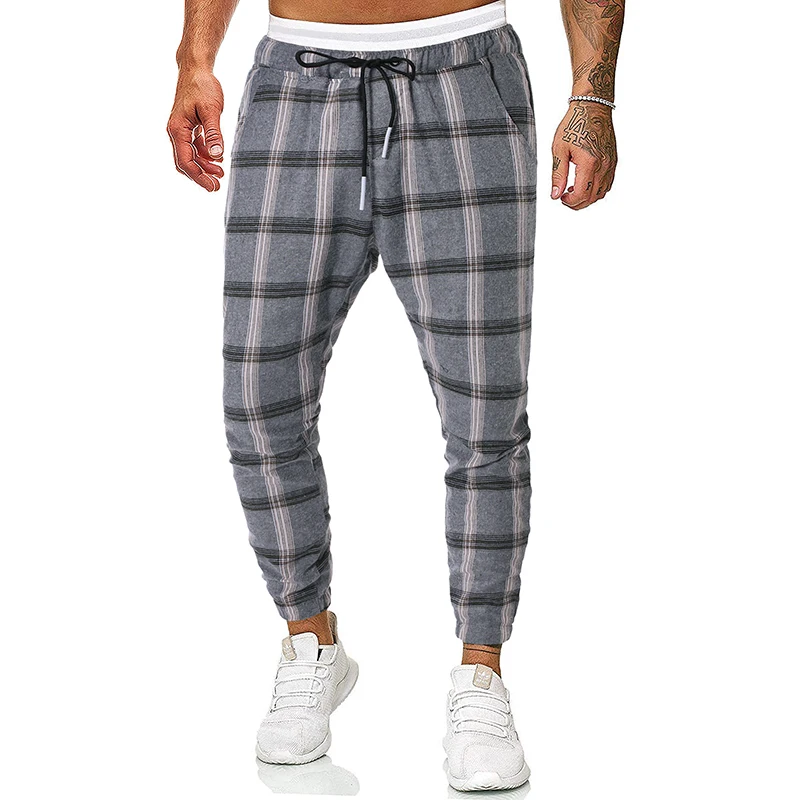 Новинка мужские спортивные штаны модные повседневные клетчатая уличная одежда
