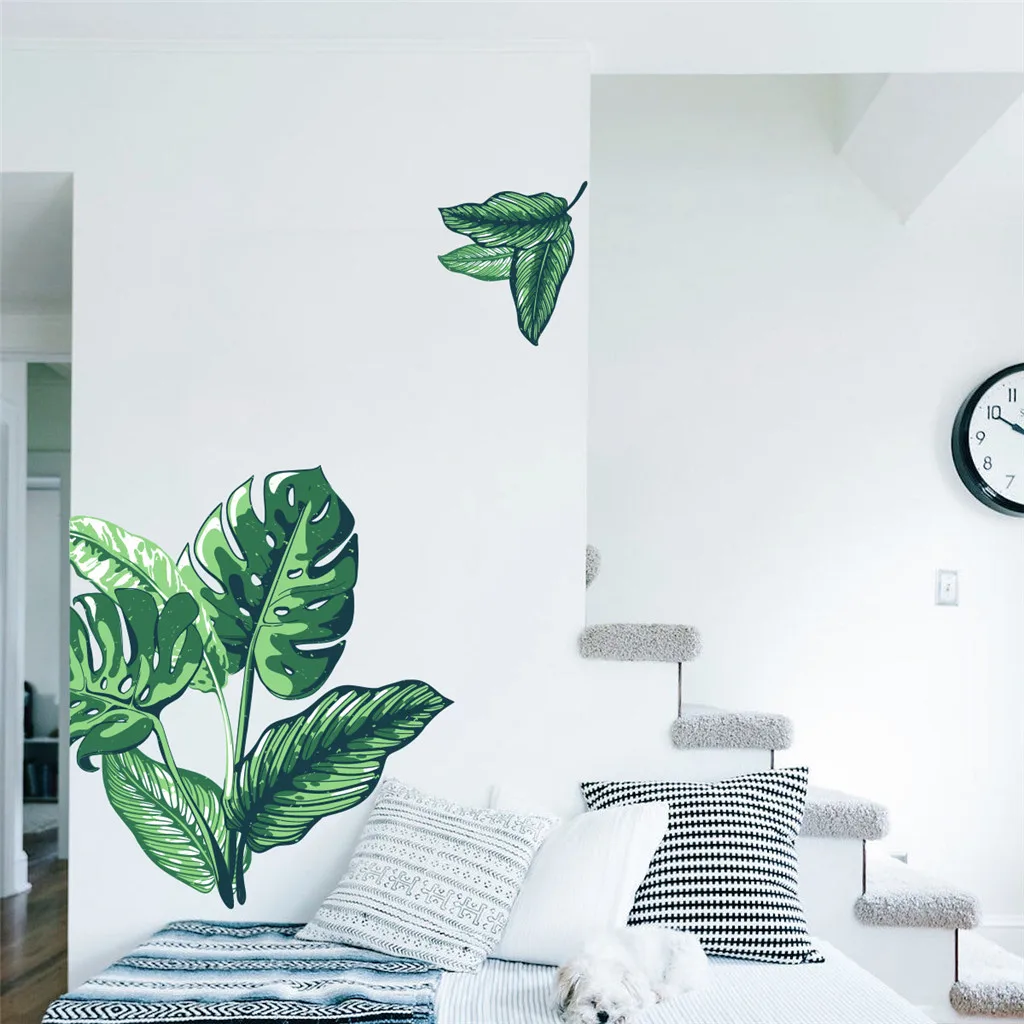Креативные настенные наклейки с зеленым растением прикрепляемое настенное окно