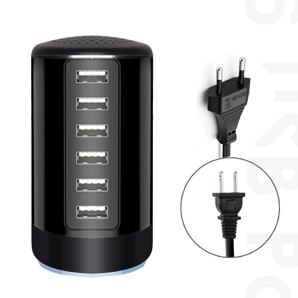 Фото USB зарядная станция 6A 30W адаптер питания 6 портов настенное зарядное устройство QC 3 USB зарядная станция 6A 30W адаптер питания 6 портов настенное зарядное устройство QC 3
