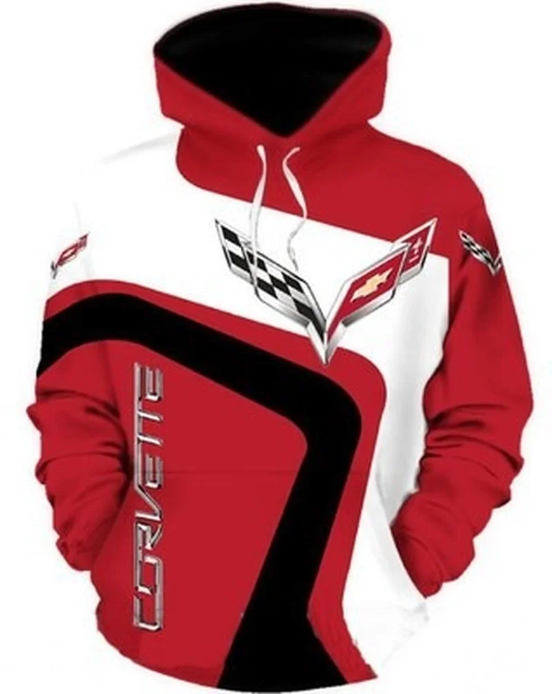 

New Spring Autumn Men's Fashion Hoodie Corvette 3D Logo Print Adults and Children Street Harajuku Hoodies Pullover 2 Colors
