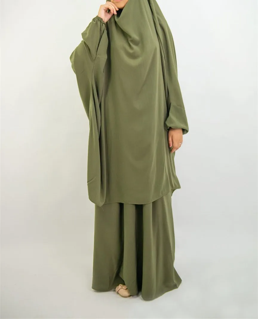 ИД скромная мусульманская женская длинная одежда химар парье платье комплект из 2 частей абайя полное покрытие мусульманская одежда Кафтан...