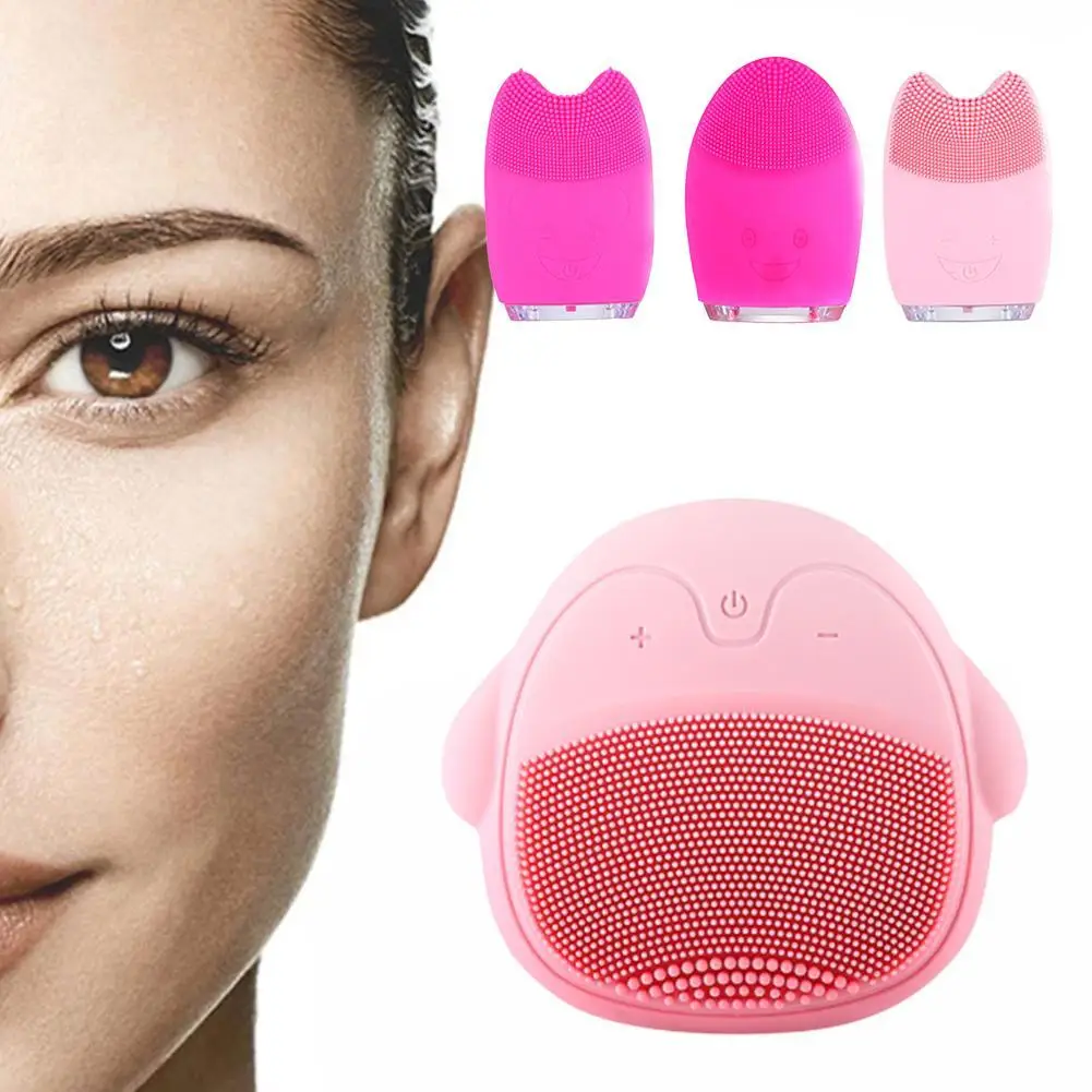 Силиконовая электрическая вибрационная щетка для очищения лица мини очищающее