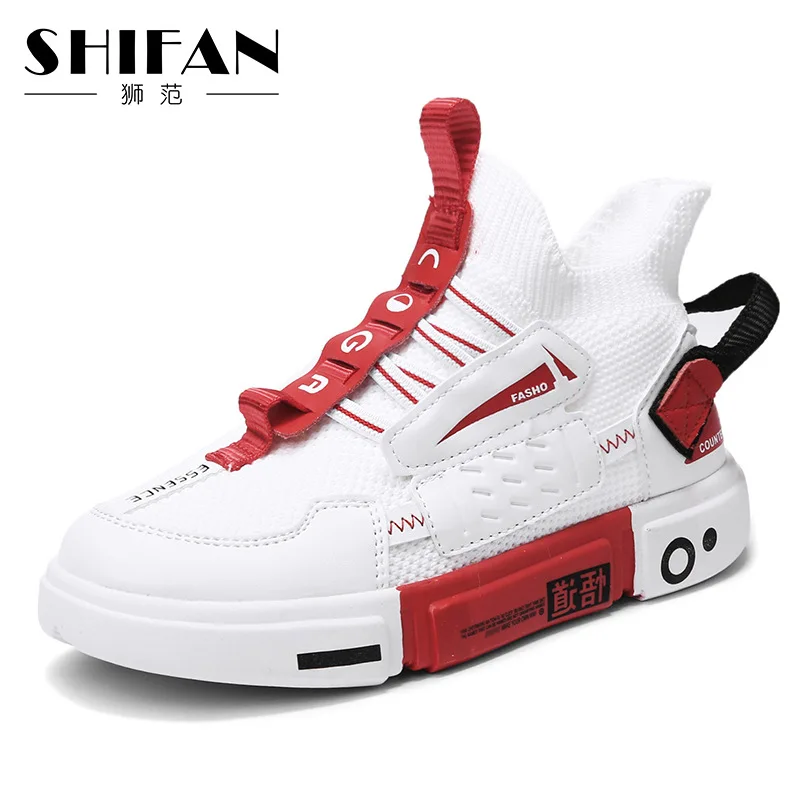 

Обувь для мальчиков Новинка 2021 летняя спортивная сетчатая дышащая обувь с высоким верхом белая весенне-летняя детская спортивная обувь с п...