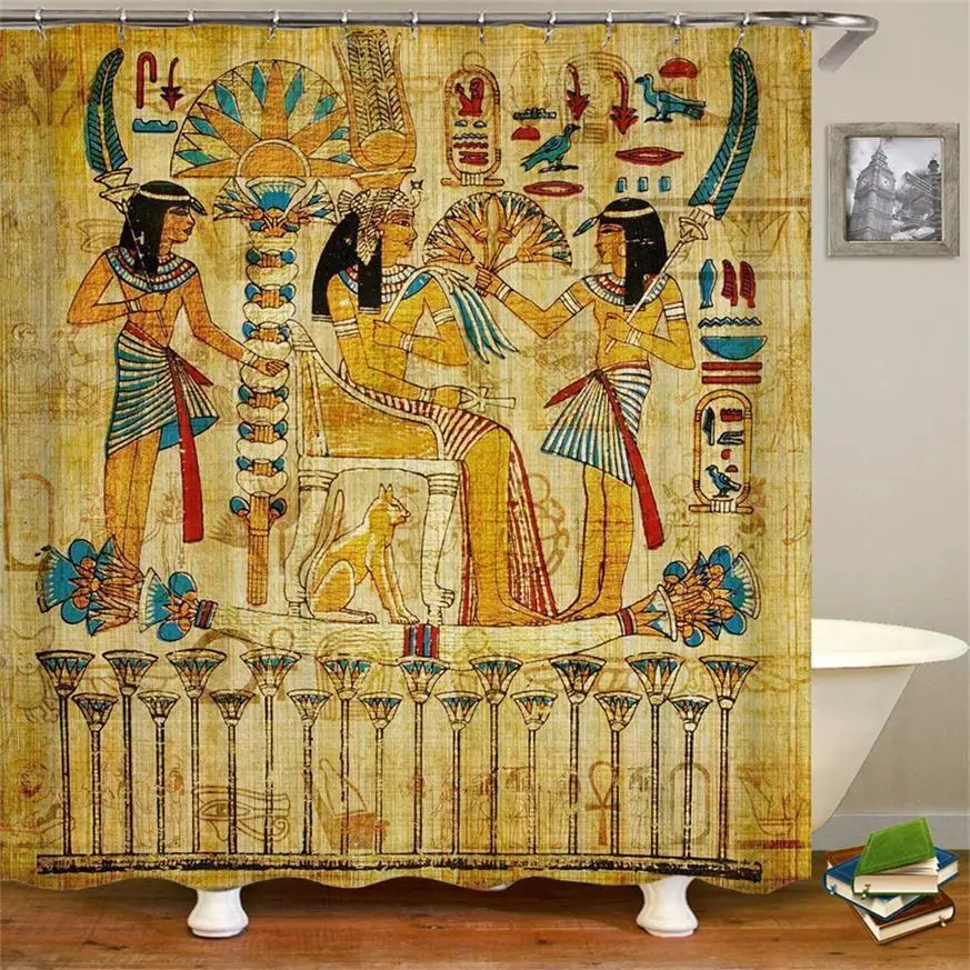 Houseware Ancient Egyptian Animal Seabed Bath Curtain Polyester Fiber Bathroom Waterproof Decorative | Дом и сад
