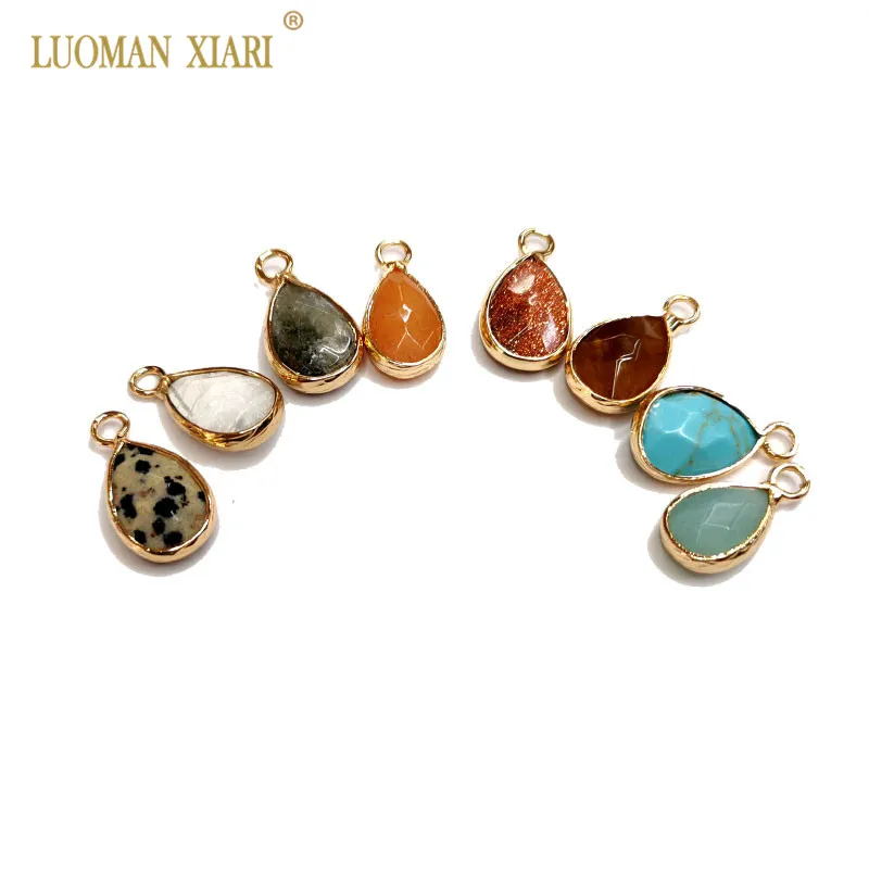 Оптовая продажа 5 шт. Золотая Капля воды натуральные Агаты аметисты розовое