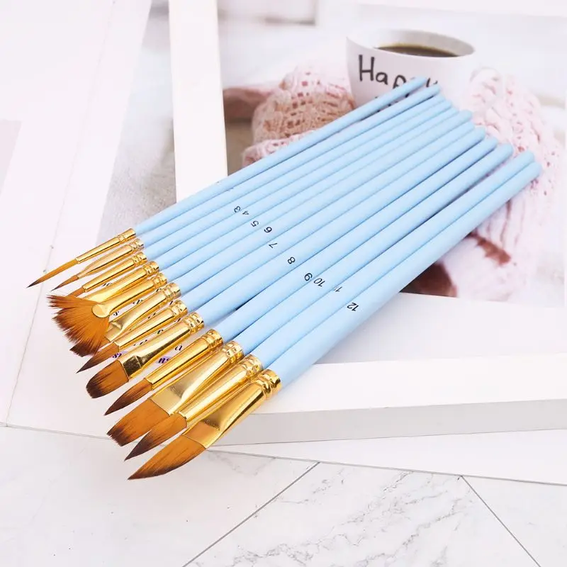 12 шт./компл. набор кистей для рисования художника нейлоновые волосы акварельные