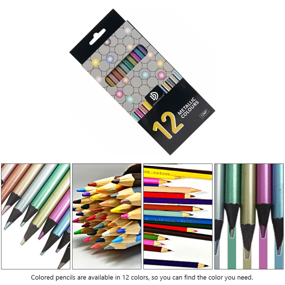 

1 Set Black Wood Sketching Pencils Metallic Color Pencil for Kids Art Craft