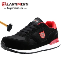 larnmern mens steel toe work safety shoes lightweight breathable anti smashing non slip reflective casual sneaker