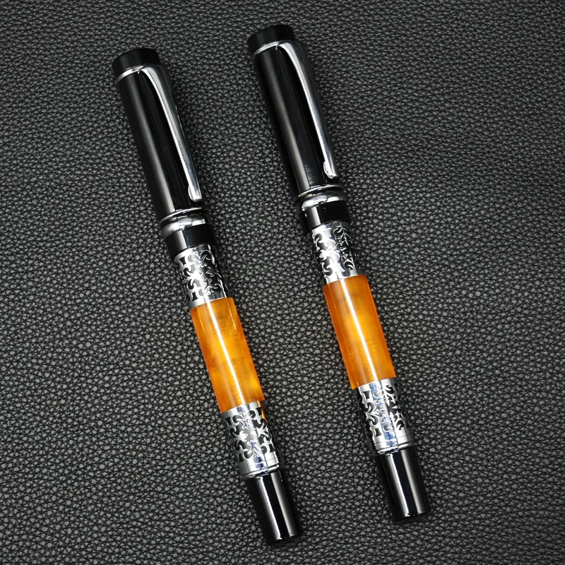1 шт. черно-Оранжевый Серебряный цветок Янтарный 0 5 мм Стандартный перо авторучка