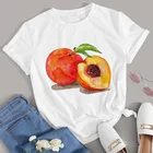 Фруктов персикового цвета с принтом Harajuku эстетику Футболки Кофты для детей, начинающих ходить, для женщин 2021 Kawaii одежда с круглым вырезом и с короткими рукавами для девочек, рост от 90s футболки для девочек