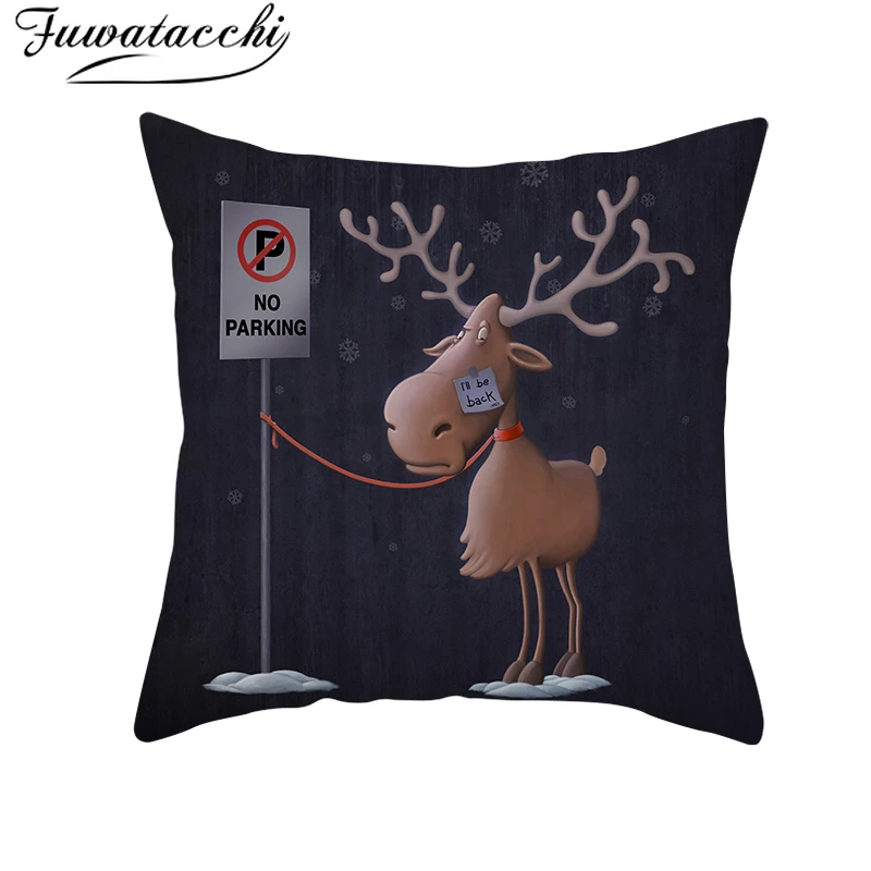 

Fuwatacchi Cartoon Cushion Covers Santa Claus Pillow Cover for Sofa Throw Pillowcases 45*45cm Christmas Decorations for Home