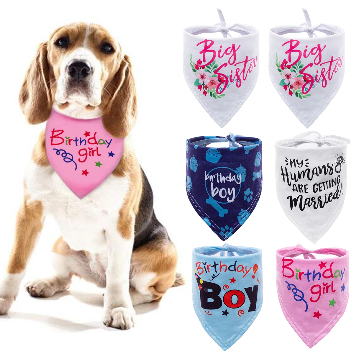 

Dog Bandana Bibs Head Scarf 6 colors Doggie Neckerchief Pet Cat Puppies Accessories Birthday Party Cute Lovely Gog Accessories