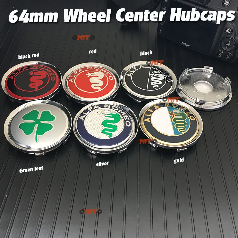 

4PCS 64MM 6.4CM decoration Wheel cover Alfa Wheel Center Hub Caps for alfa romeo 159 147 156 166 giulietta A clover emblem label