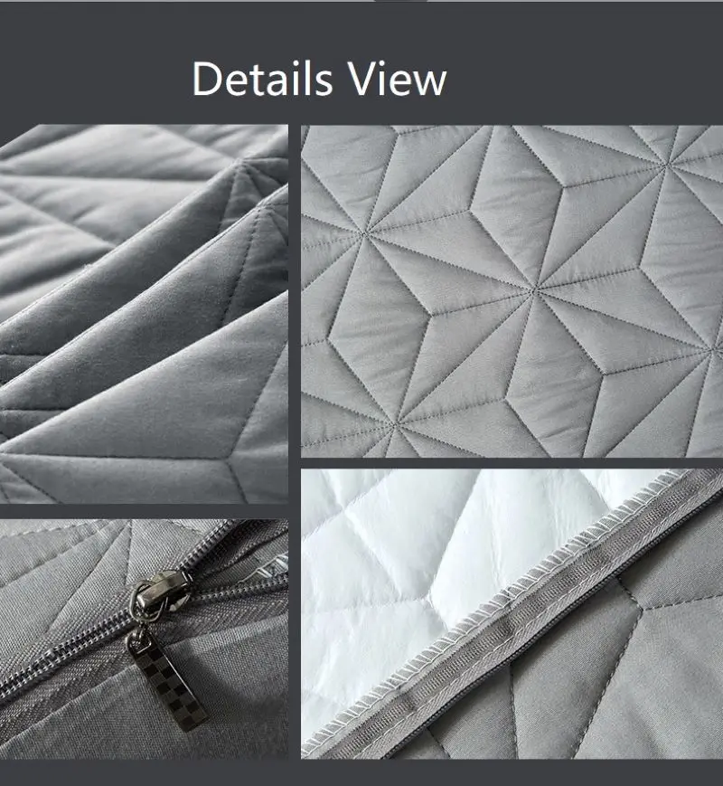 

Solid Color Waterproof Quilted Zipper Mattress Cover Queen King Size 6 Sides Detachable All-inclusive Mattress Protector Cover