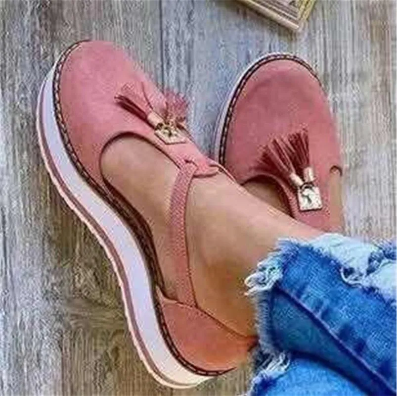 

Women Summer Sandals Fashion Buckle Strap Solid Fringe Cover Heel Flat Platform Heel Casual Ladies Plus Sandals Women's Shoes