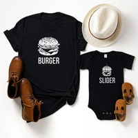 burger and slider daddy and me clothes 2021 father day mens t shirt infant bodysuit dad and baby matching set print