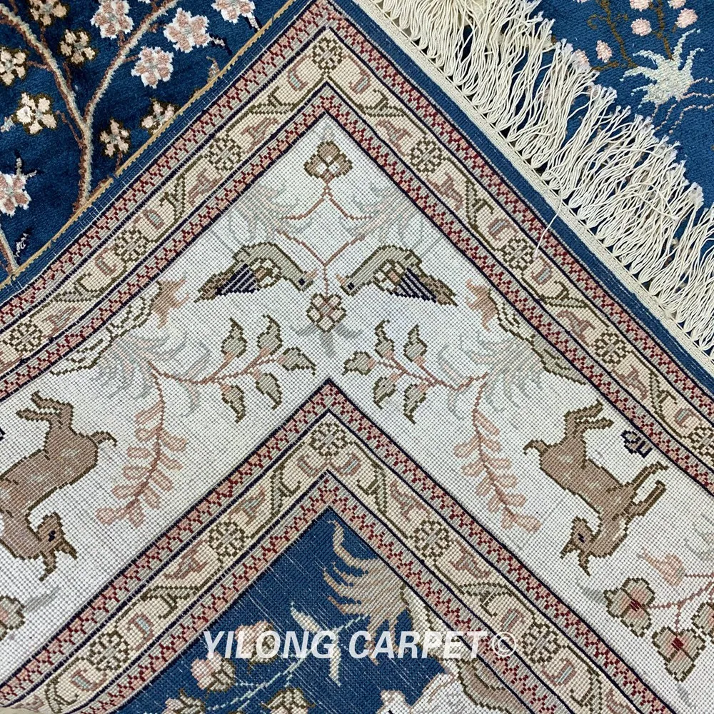 Yilong 4 дюймовый x 6 шелковый ковер для охоты персидский Тебриз (SCJ20B)|tabriz rugs|rug designrugged