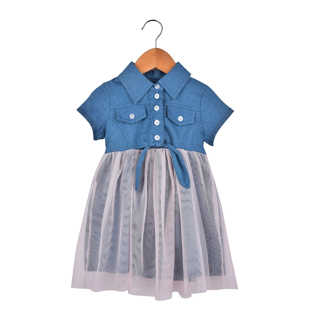 

New Brand Toddler Baby Kids Girl Princess Summer Sundress Denim Dress Cowboy Princess Tutu Dress Party Button Dress Clothes D30