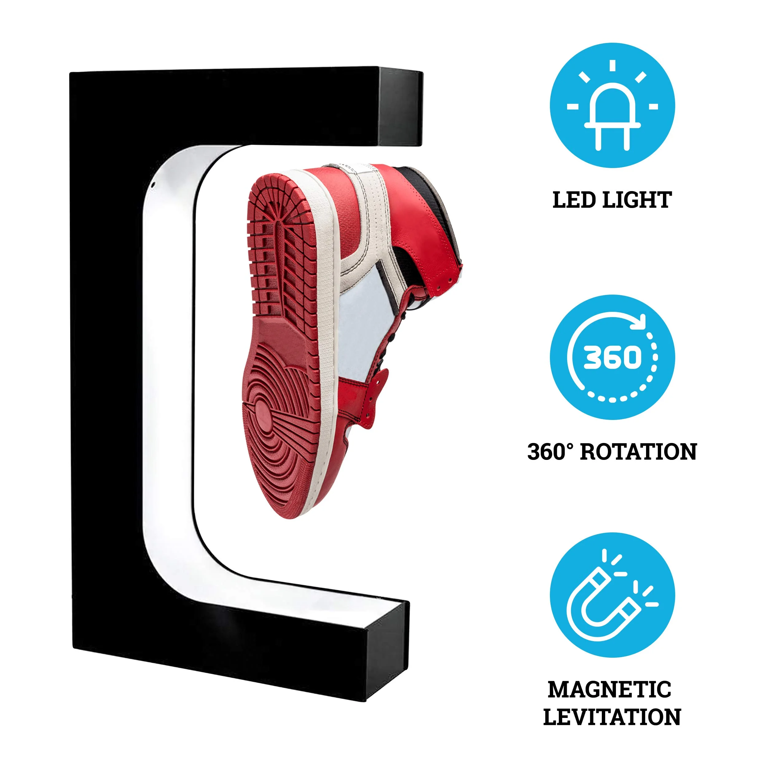 Magnetic Levitating Shoes Display 360 Degree Rotating Floating Sneaker Stand Display Holds 500g Levitation Gaps 20mm