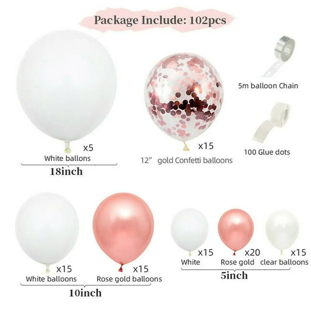 

PATIMATE Rose Gold Balloon Arch Garland Kit Wedding Baby Decor Confetti Party Shower Birthday Latex Ballon Kids Baloon Birt M7N1