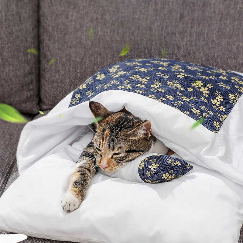 

Washable Cat Bed Cat Warm Sleeping Bag Soft Pet Bed Calming Sleeping Bag Bed Lovely Soft Pet Cat Mat Cushion Pet Supplies