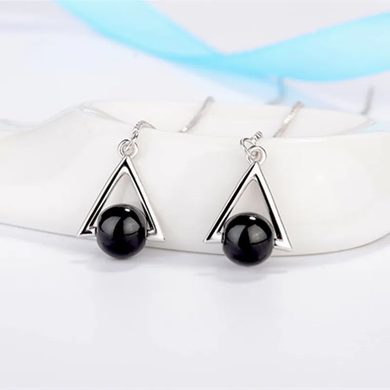 Женские Висячие серьги Kinitial с длинной цепочкой и кисточками из черного камня