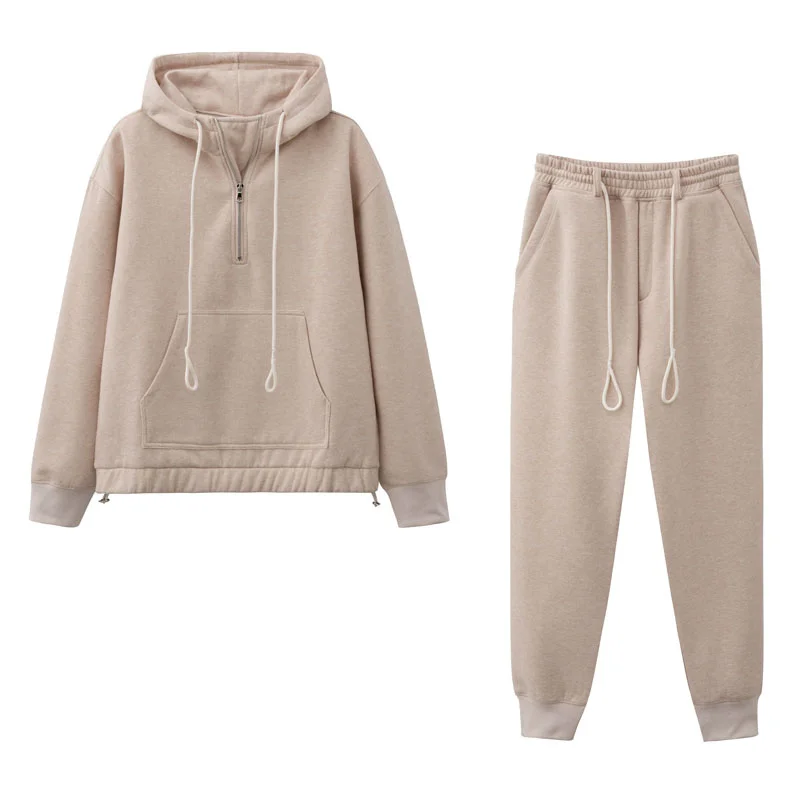 

2021 Women fashion Spring Winter thick warm sweatshirt sets Casual Zipper hoodies