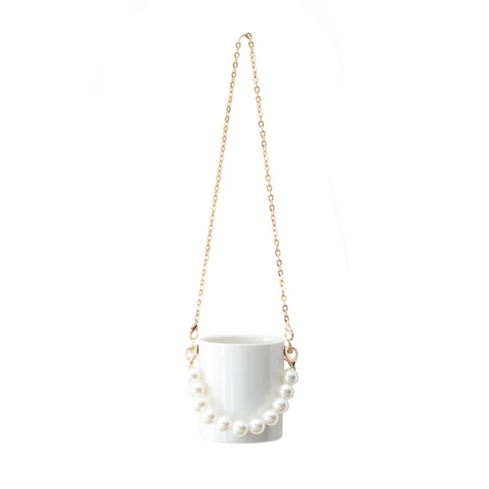 

Pot Holder Basket Vase Plant Hanger Chain Porcelain White Pearl Decorative Creative 1PC For Home Garden Decoration