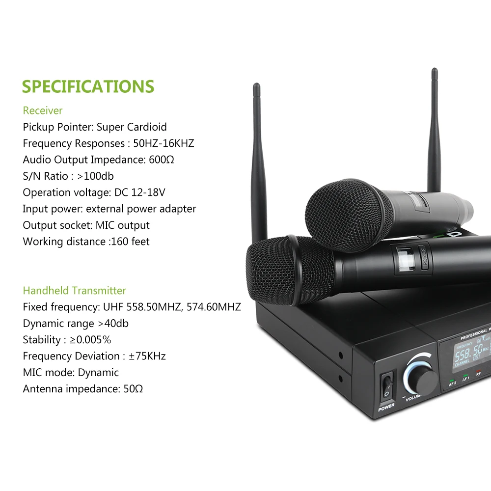 SP U1002 UHF профессиональный двойной беспроводной микрофон Система 2 канала 2 ручной караоке микрофон комплект для свадьбы, вечеринки