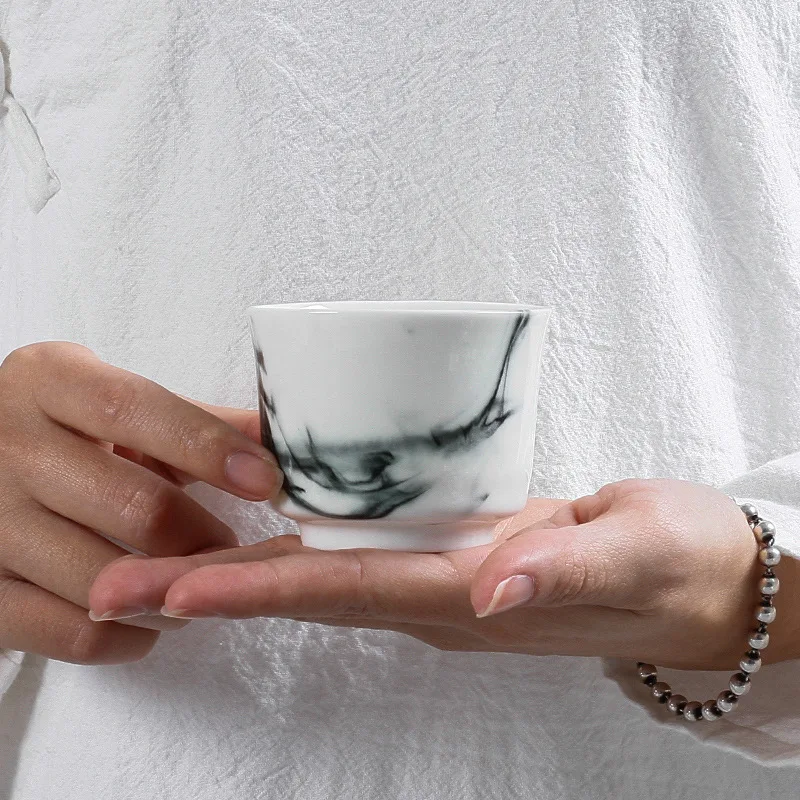 

Ink Painting Hand-Painted Porcelain Kung Fu Tea Set Tea Cup Personal Cup Tea Cup Small Tea Bowl Blanc De Chinese Style Tea Cup