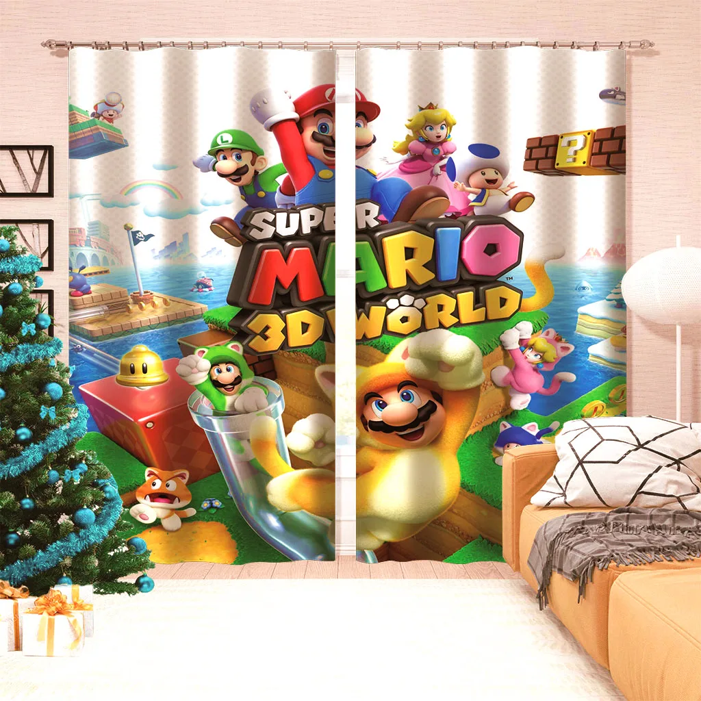 Супер Мари Bro 2 панелей/комплект Шторы блокировать ткань драп затемнение