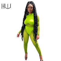 see through skinny womens jumpsuit stand collar long sleeve mid waist one piece overalls women rompers sexy party clubwear