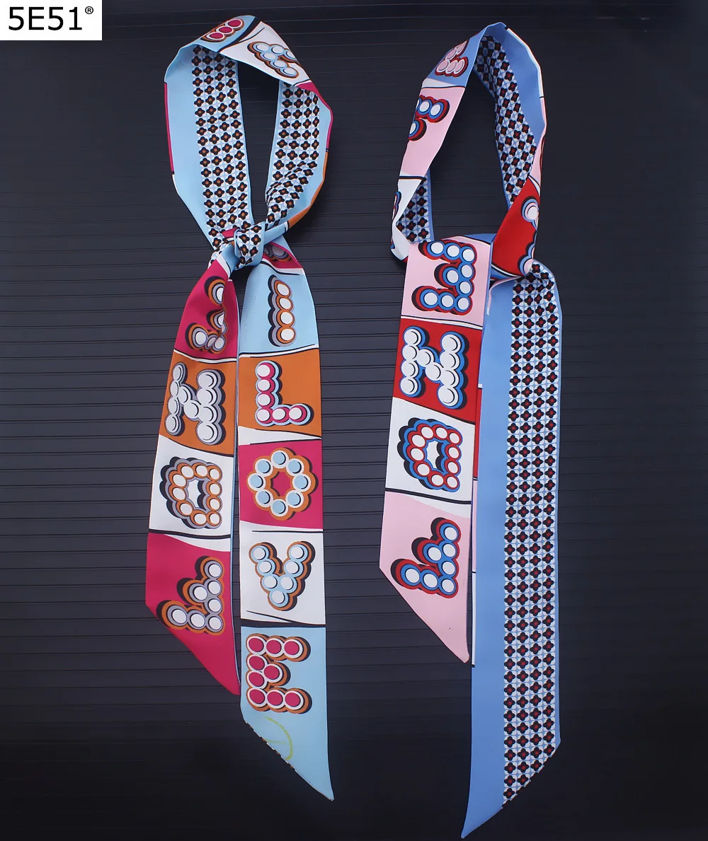 Длинный Узкий Шелковый шарф с надписью Love саржевый связывающий мешок ручками