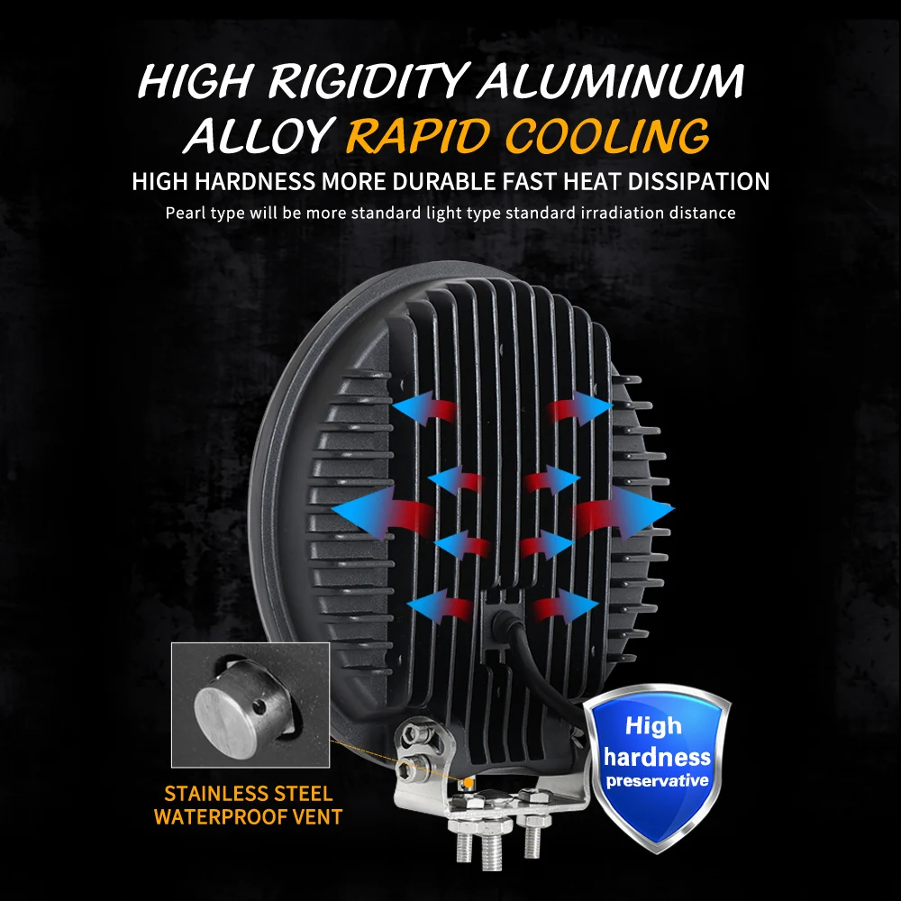 Круглый светодиодный рабочий светильник для вождения внедорожника лодки