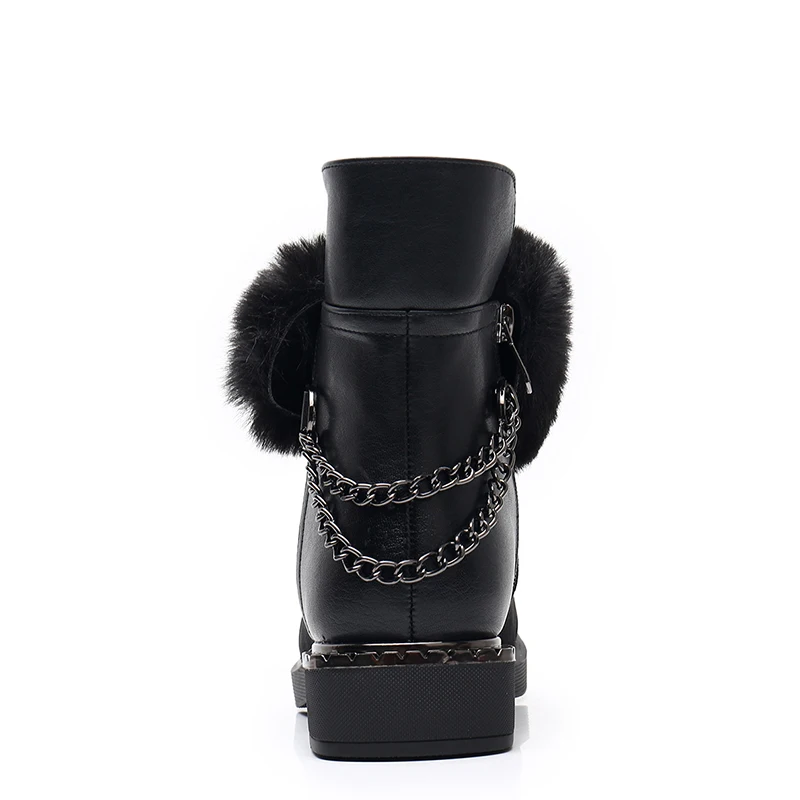 KULADA/Новые ботинки женские Теплые ботильоны на молнии с толстым мехом зимние