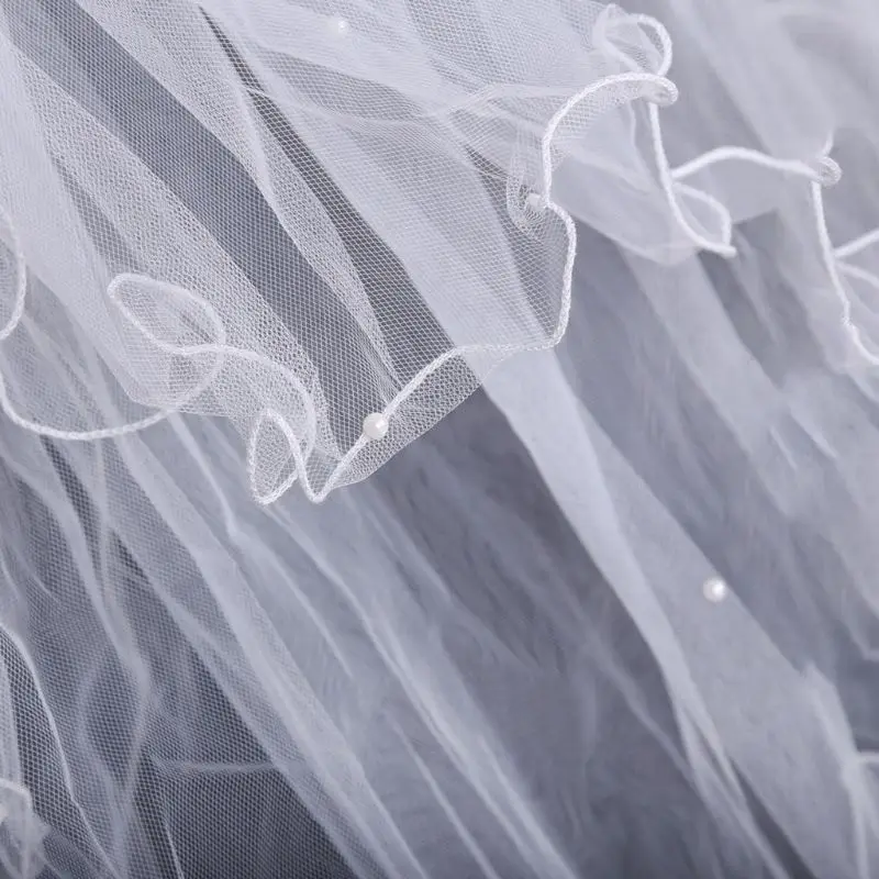 

Tulle Wedding Dress Veils White Bowknot Bridal Multi Layer Hair Veil Comb Faux Pearls Bride Fairy Marriage Accessories