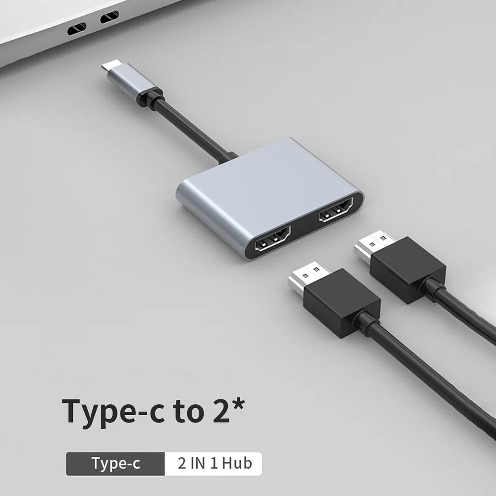 

2021 USB HUB Processor Type C to Compatible Splitter Converter 4K HD Dual Screen Display Convenient Simple Operation