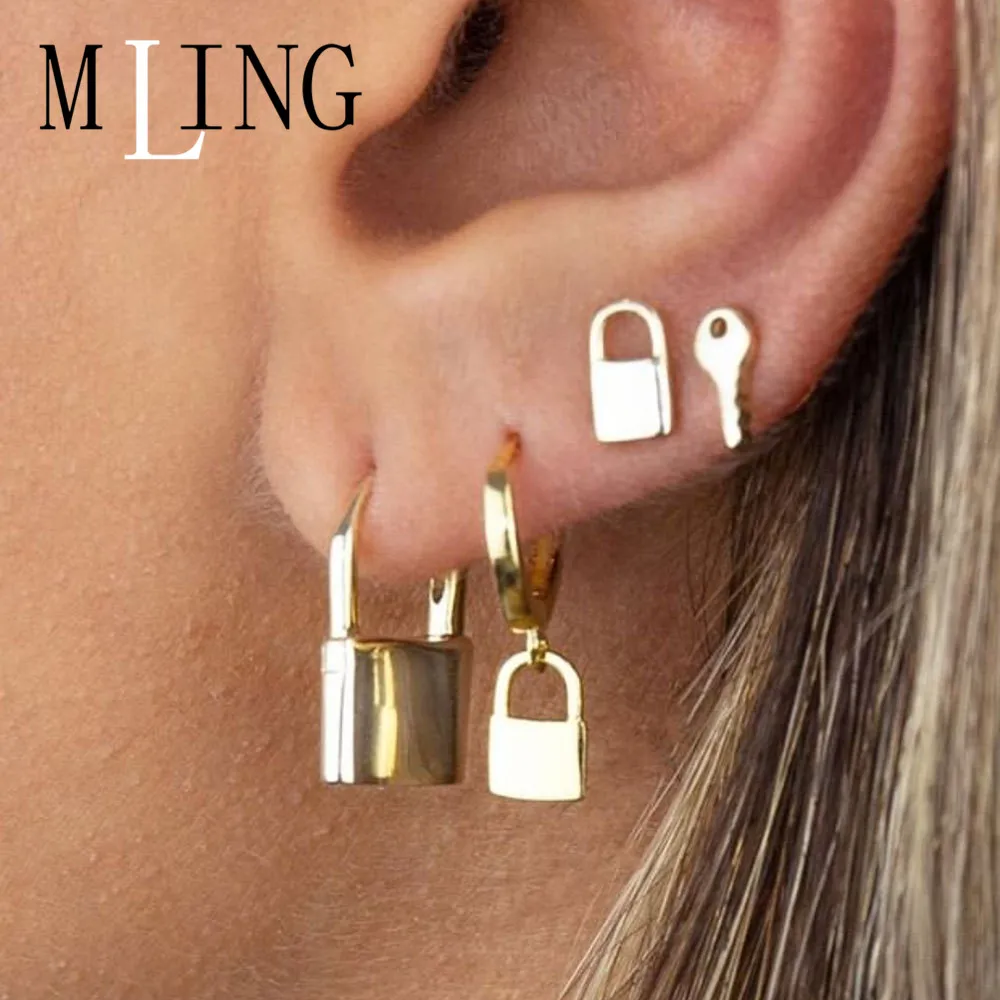 MLING 4 шт./компл. винтажные полые геометрические серьги-гвоздики из Золотого Сплава