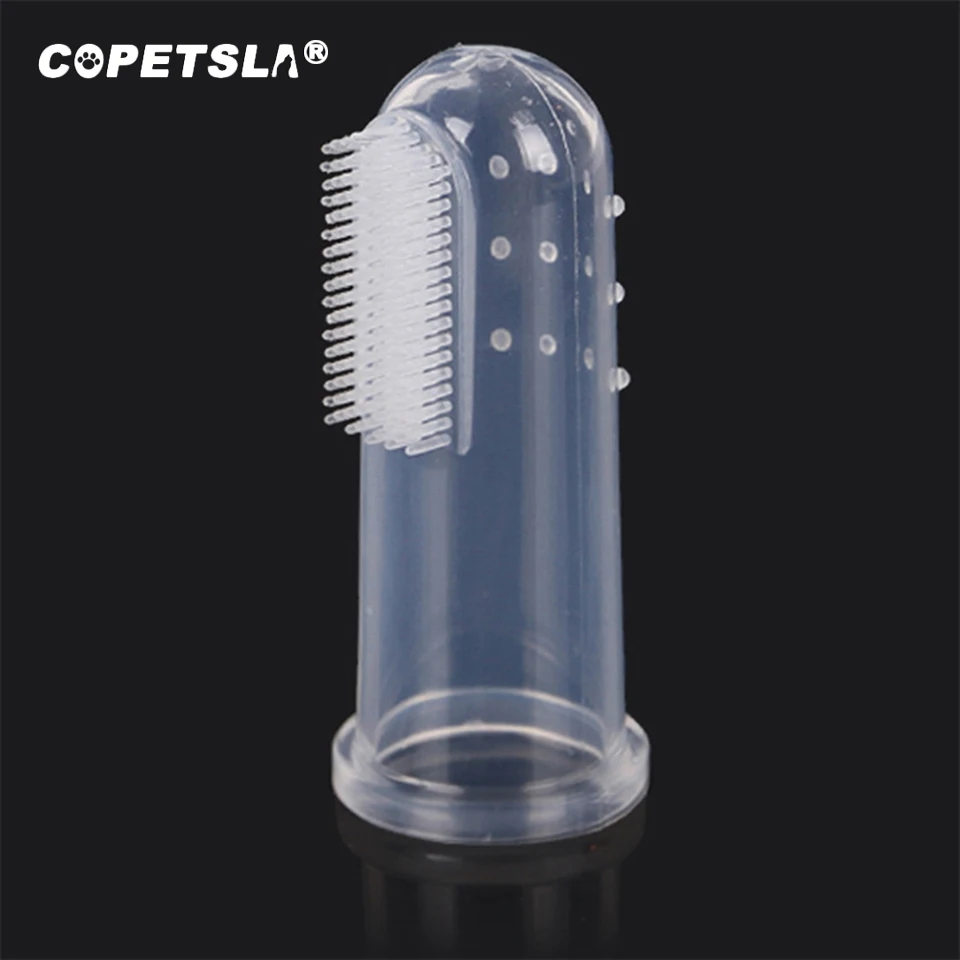 

Copetsla 1 шт. мягкая надеваемая на палец зубная щетка для домашних животных Тедди собака кисточки неприятный запах изо рта зубного камня зубы з...