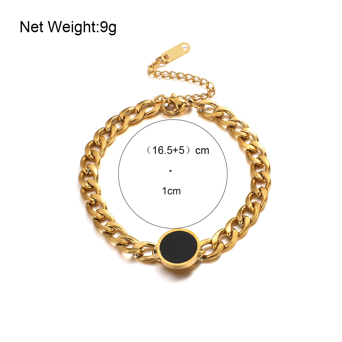 

Amorcome Minimalist Chunky Gold Curb Chain Bracelet Women Men Black Acrylic Round Charm Stainless Steel Bracelets INS HotJewelry