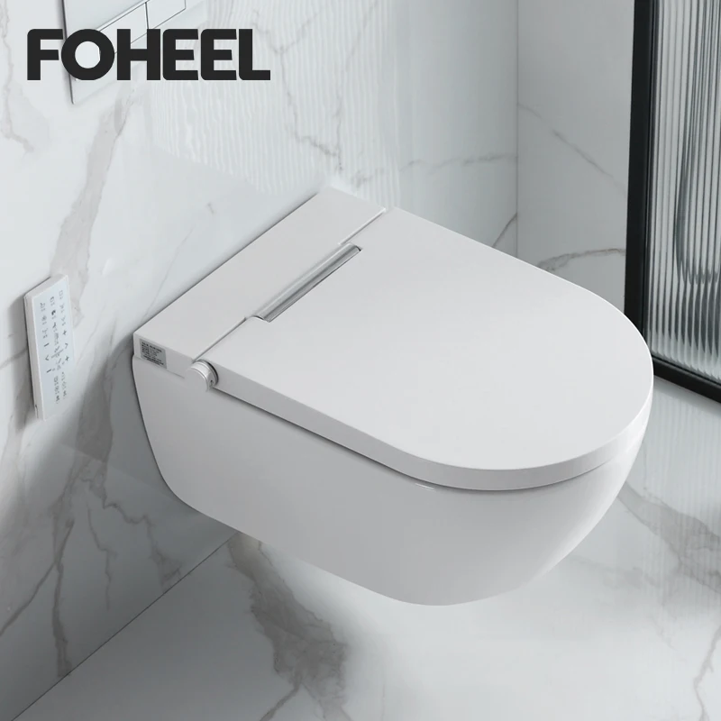 

FOHEEL One-Piece Intelligent Toilet Wall Hanging Elongated Remote Controlled Toilet Smart Toilet WC Bathroom Wall Hung Toilets