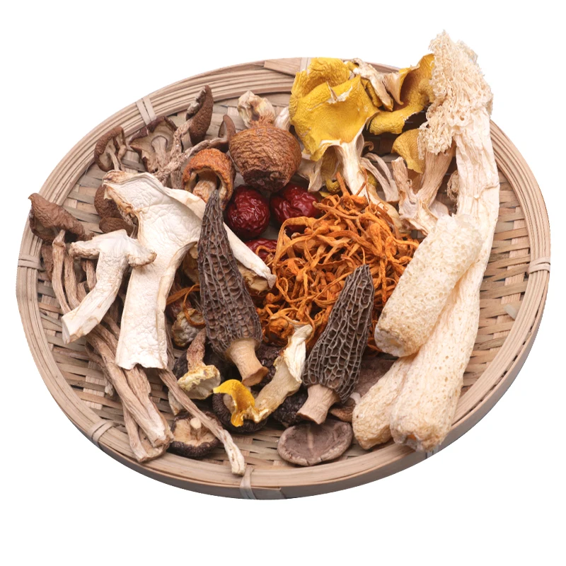 

Colorful fungus soup soup lump cargo morchella tricholoma matsutake yunnan dried fungus mushroom fungus mushroom soup