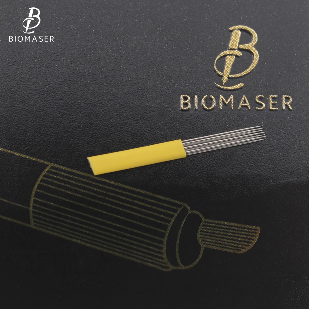 Biomaser 7 Размеры 100 шт. пластин микроблейдинг tebori иглы для перманентного макияжа бровей Тату лезвия для мануального тату машина
