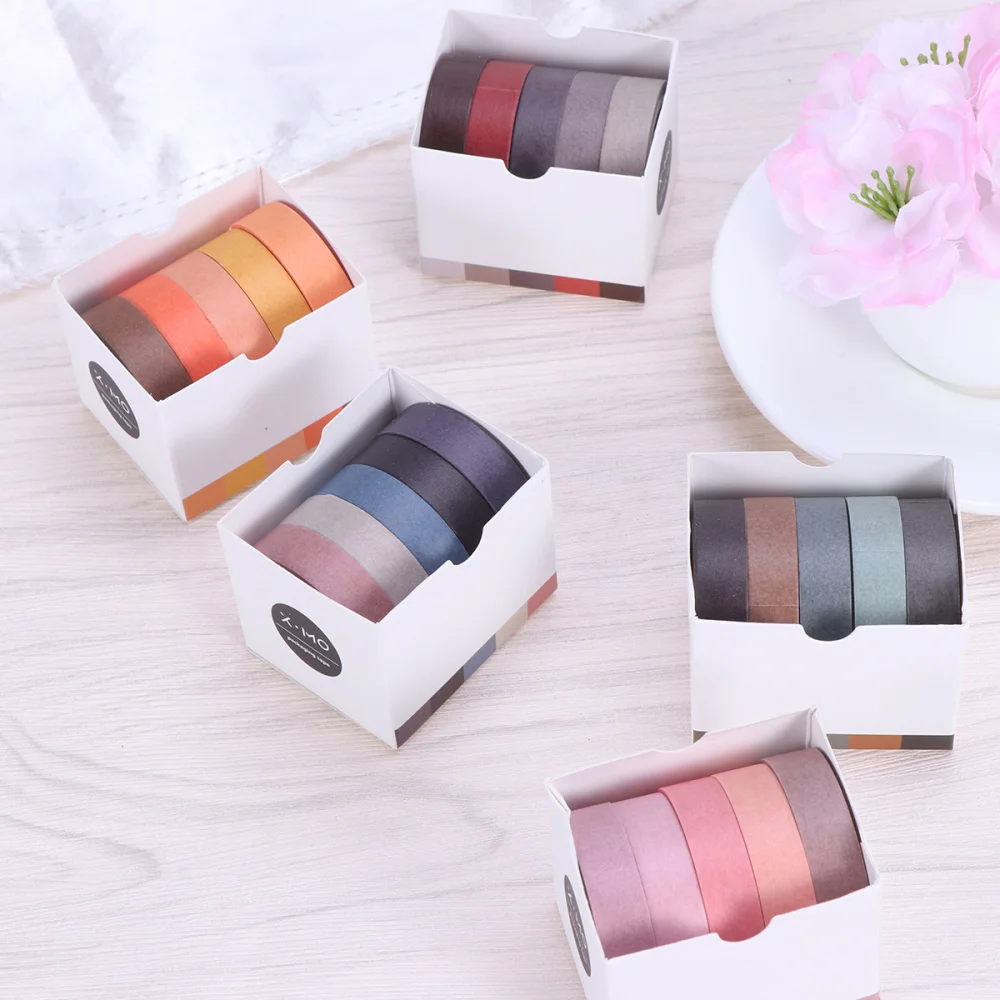 

5pcs DIY Color Decorative DIY Sticky Paper Tape Masking Adhesive Tape Scrapbooking DIY Decoration (Mixed Color)