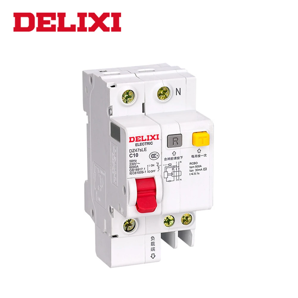 Автоматический выключатель DELIXI RCBO DZ47sLE 1P plus N C Тип 10А до 63A остаточного